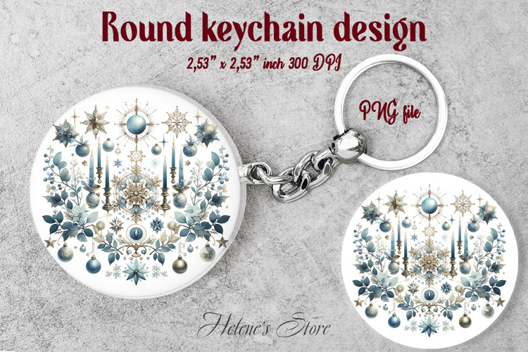 Christmas round keychain design|Christmas candle Car coaster