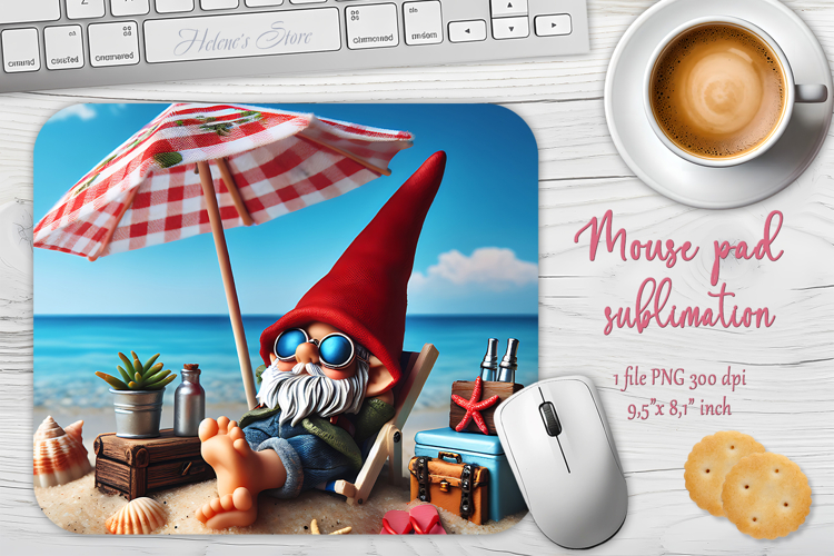 Summer beach gnomes mouse pad sublimation design png