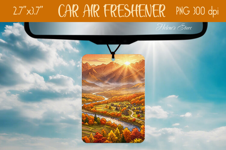 Autumn Mountains Air Freshener Car sublimation design png example image 1