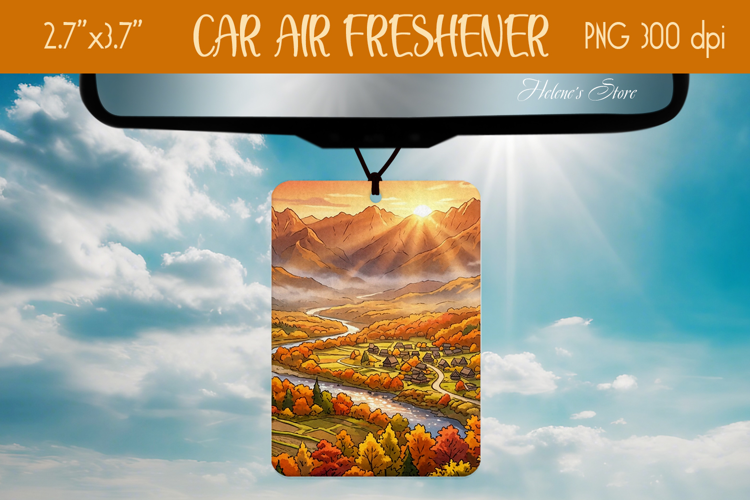 Autumn Mountains Air Freshener Car sublimation design png
