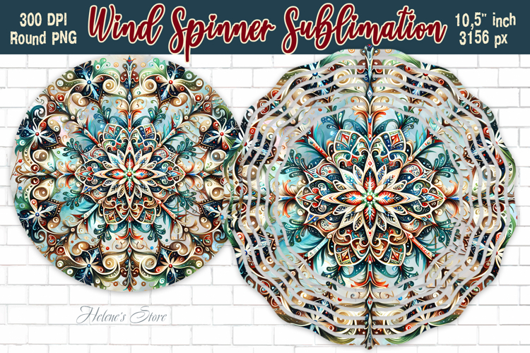 Christmas Snowflake Wind Spinner wrap sublimation design png