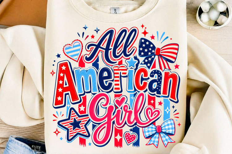 All American Girl Preppy 4th of July PNG