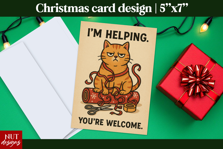 Vintage Christmas Cards Funny Cat Christmas Card Design