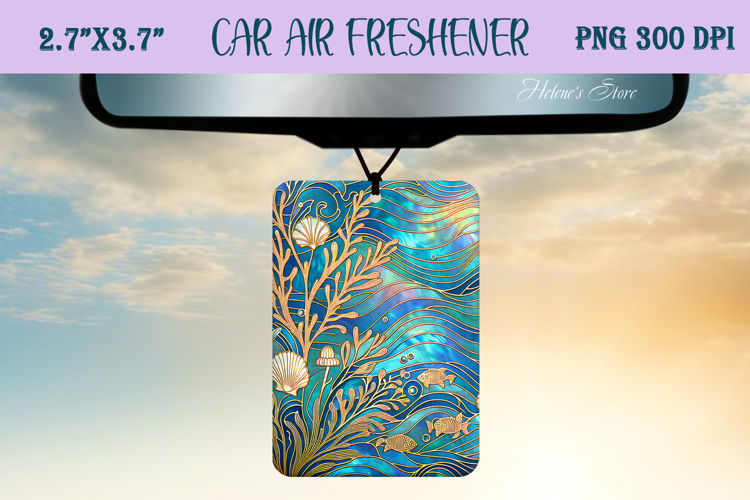 Blue & gold iridescent ocean Air Freshener Car sublimating