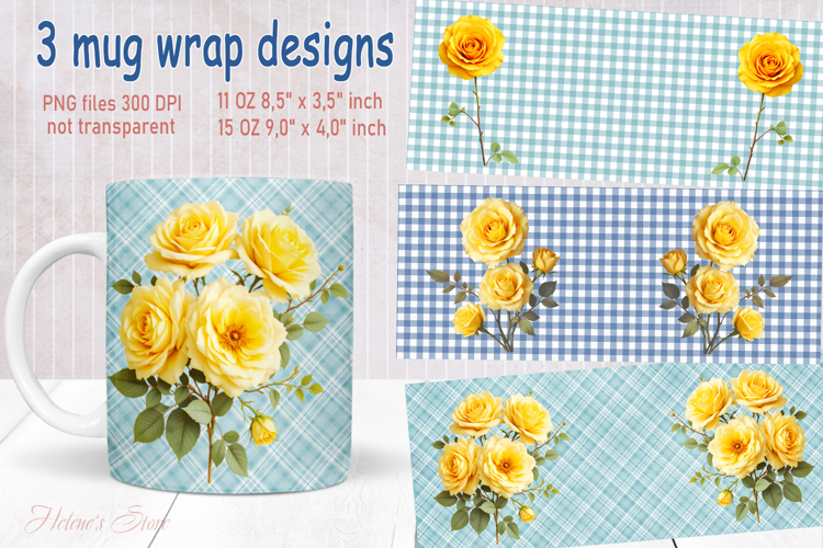 Vintage summer flowers design mug wrap 15 oz 11 oz png
