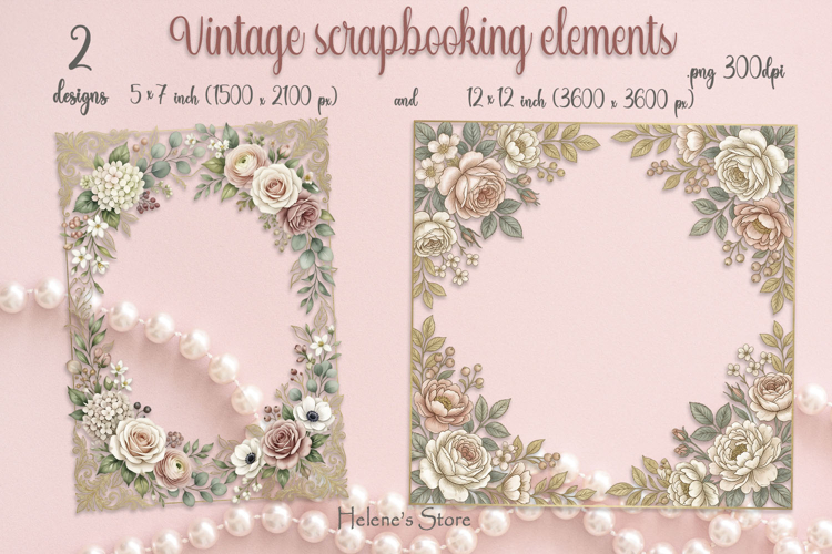 Vintage frame scrapbooking templates for card making png