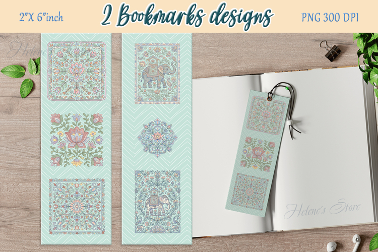 Pastel floral pattern Printable bookmark png |2 Book craft