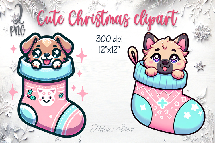 Christmas cute dogs in socks clipart| Winter t shirt designs