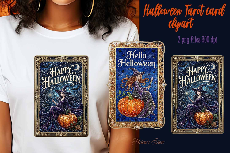 Cute Halloween Witch sublimation design| Tarot card clipart