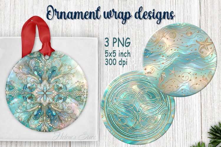 Fantasy ocean round ornament sublimation designs PNG