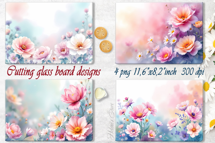 Tropical flowers designs | Floral cutting board sublimation