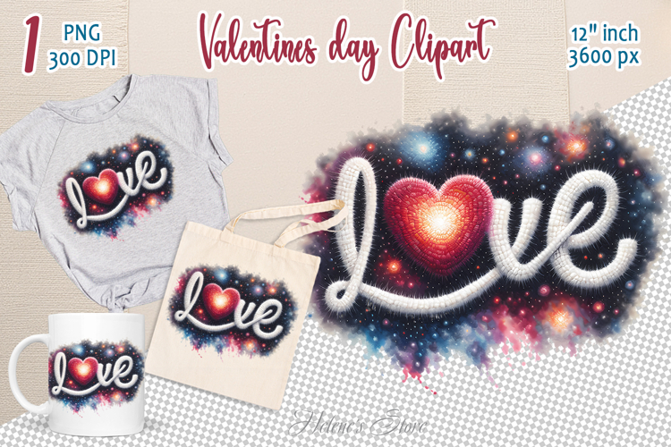 Love heart Valentines day Sublimation designs clipart png