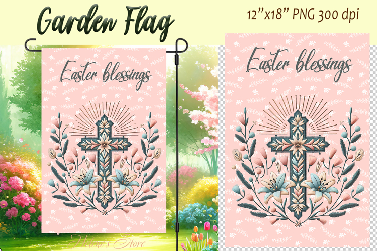 Easter Garden Flag Sublimation |Religious sublimation design