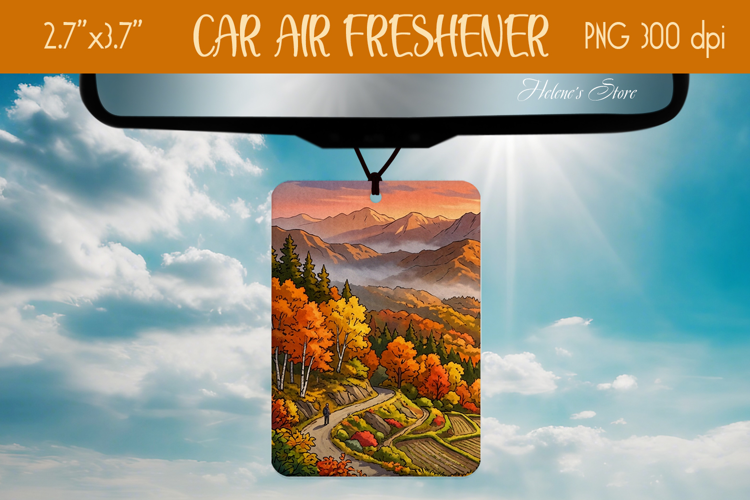Autumn Mountains Air Freshener Car sublimation design png