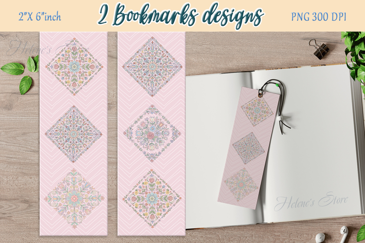 Pastel floral pattern Printable bookmark png |2 Book craft