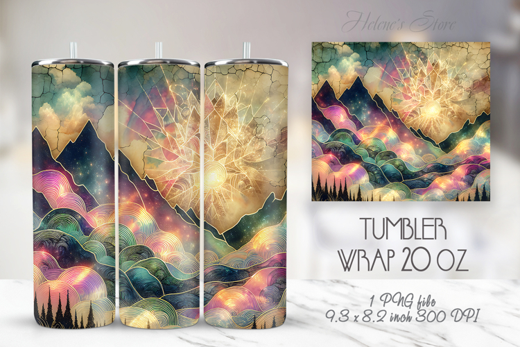 Pastel pink Mountains straight skinny tumbler 20oz wrap png