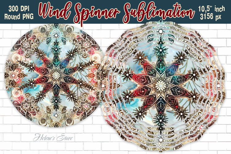 Christmas Snowflake Wind Spinner wrap sublimation design png