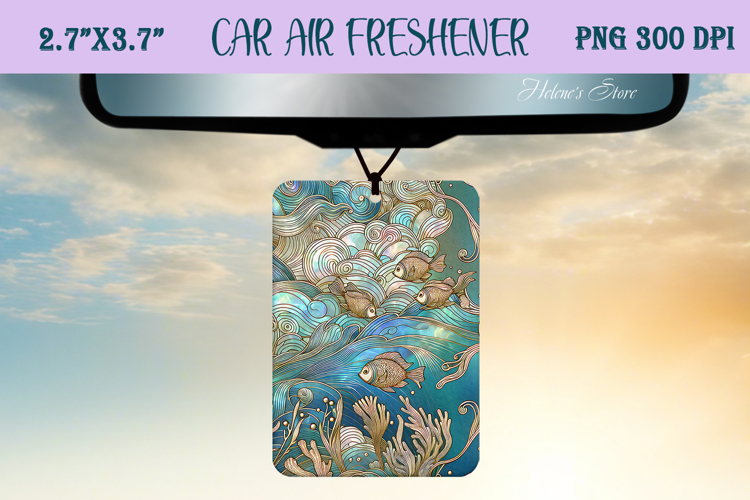 Blue & gold iridescent ocean Air Freshener Car sublimating