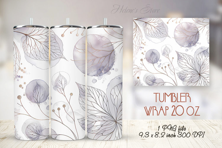 Lilac watercolor leaves straight tumbler 20oz wrap designs
