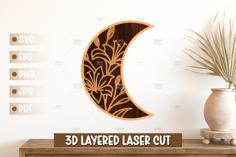 Floral Moon Svg Image 13