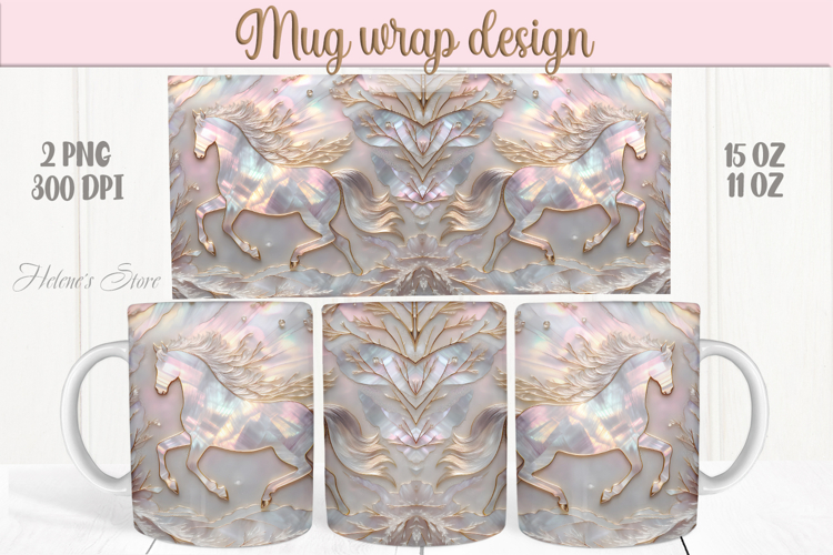 Pastel Christmas mug wrap png |Magic horse mug sublimation