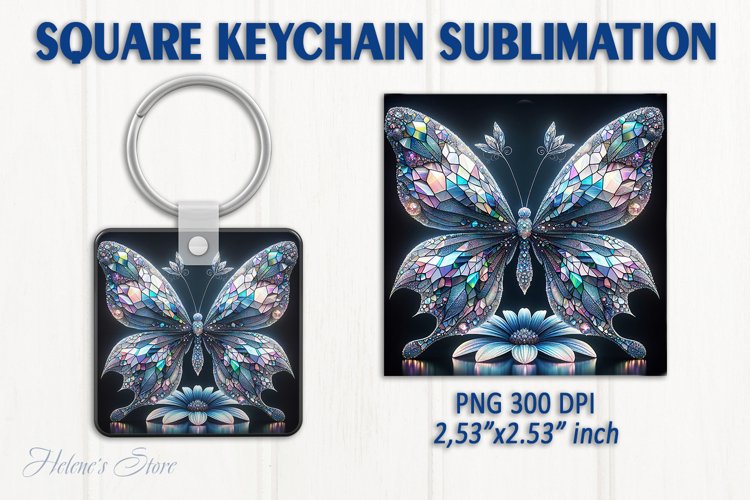 3d Crystal butterfly keychain sublimation | Square keychain example image 1