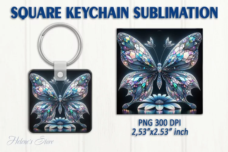 3d Crystal butterfly keychain sublimation | Square keychain