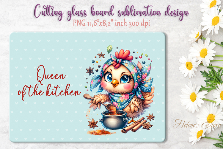 Cute chicken and funny quote cutting board sublimation png