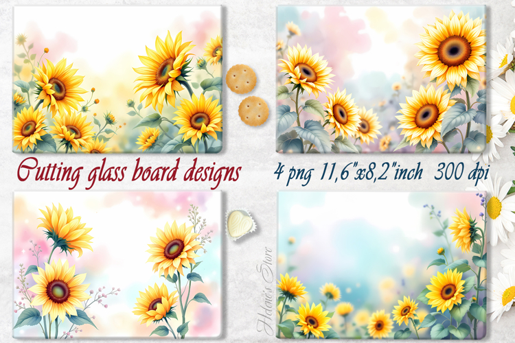 Sunflowers field designs | Floral cutting board sublimation