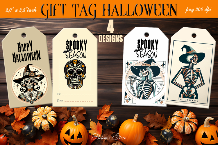 Halloween gift tags printable designs | Stylish chic witch