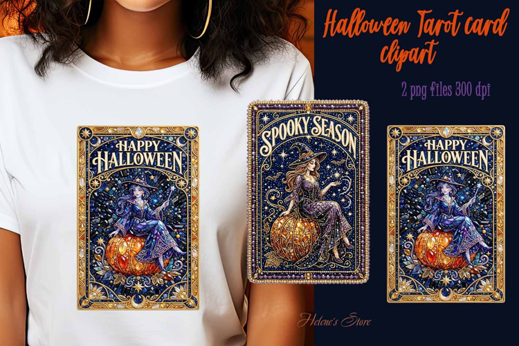 Cute Halloween Witch sublimation design| Tarot card clipart