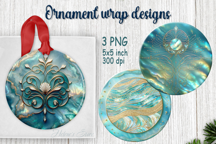 Fantasy ocean round ornament sublimation designs PNG