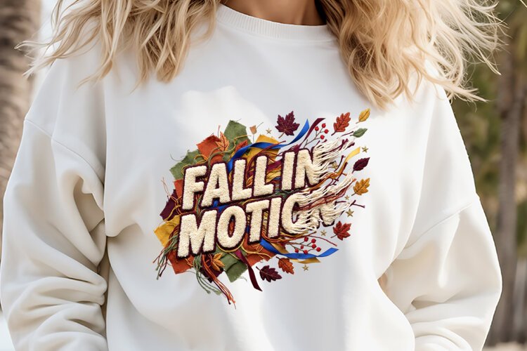 Fall Chenille Embroidered Patch Puffy Sublimation design PNG example image 1