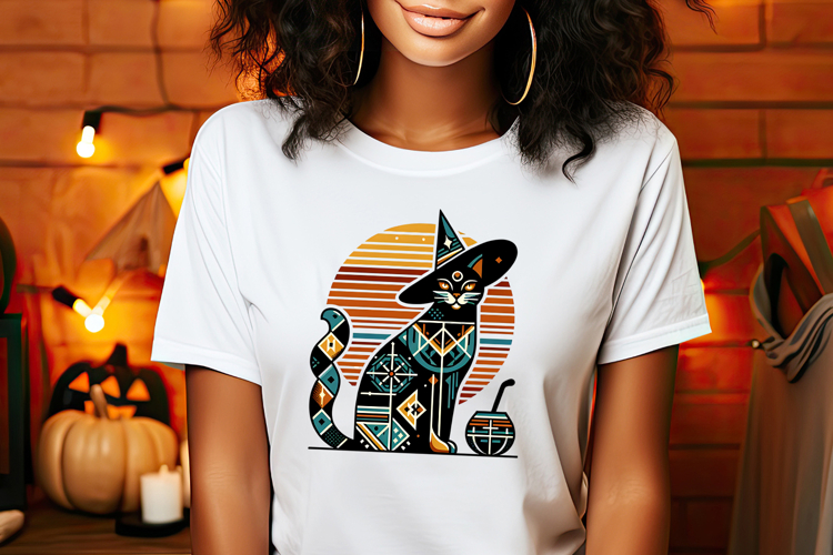 Cute Halloween black cat clipart |Abstract shirt designs png