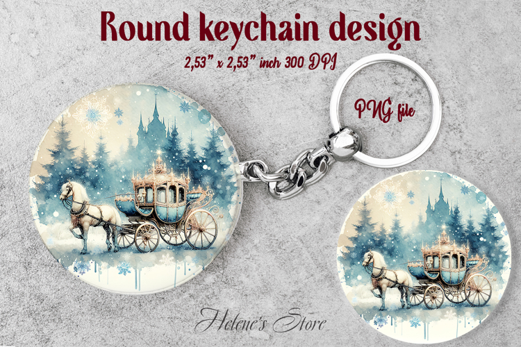Christmas round keychain design png| Magic horse Car coaster