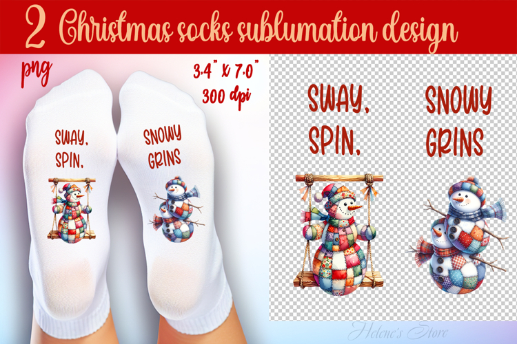 Patchwork Merry Christmas Socks | Sublimation Designs Socks
