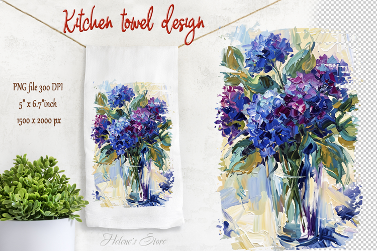 Summer flowers design | Farmhouse kitchen tea towel png