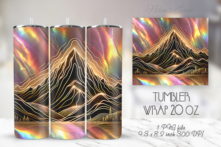 Rainbow Pink Mountains straight skinny tumbler 20oz wrap png