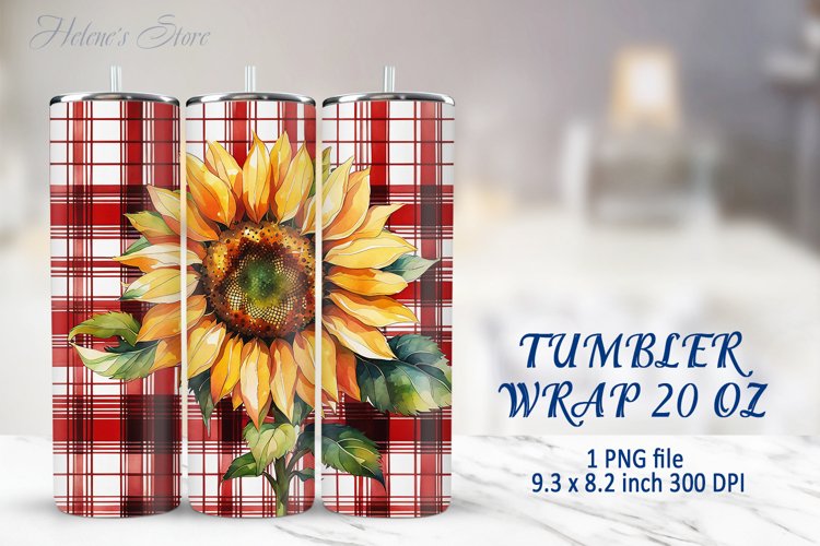 Tumbler Sublimation | 20oz Skinny Tumbler Wrap | Sunflower