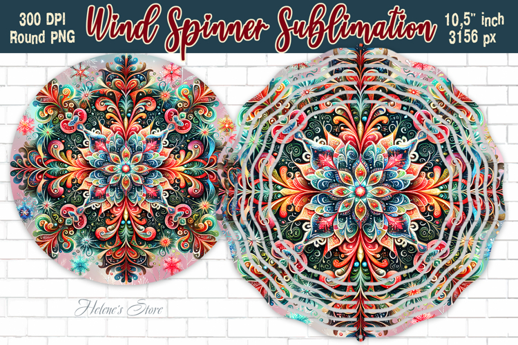 Christmas Snowflake Wind Spinner wrap sublimation design png