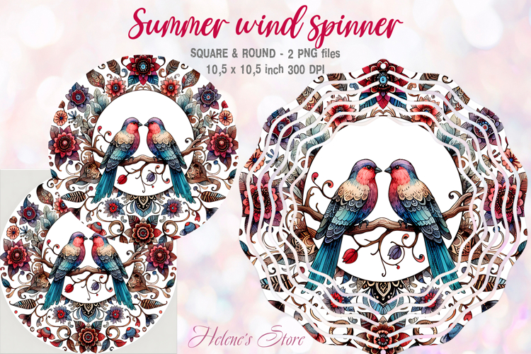 Cute birds windspinner |Lovebirds Wind spinner sublimation