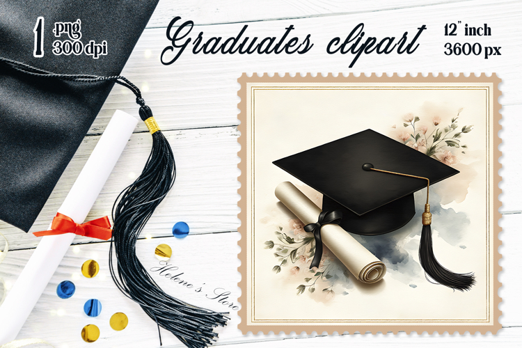 Graduate sublimation png | Graduating vintage postage stamp