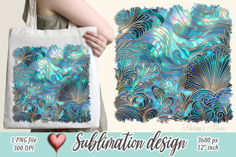Blue ocean gold and pearl sublimation designs png | Sea life