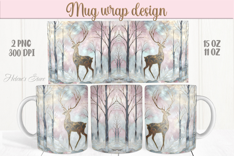 Christmas raindeer mug wrap png | Magic deer mug sublimation