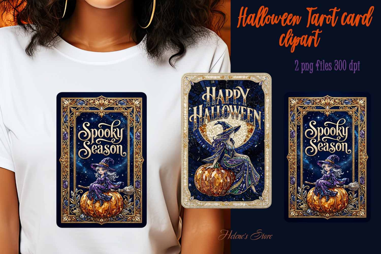Cute Halloween Witch sublimation design| Tarot card clipart