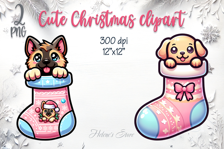 Christmas cute dogs in socks clipart| Winter t shirt designs