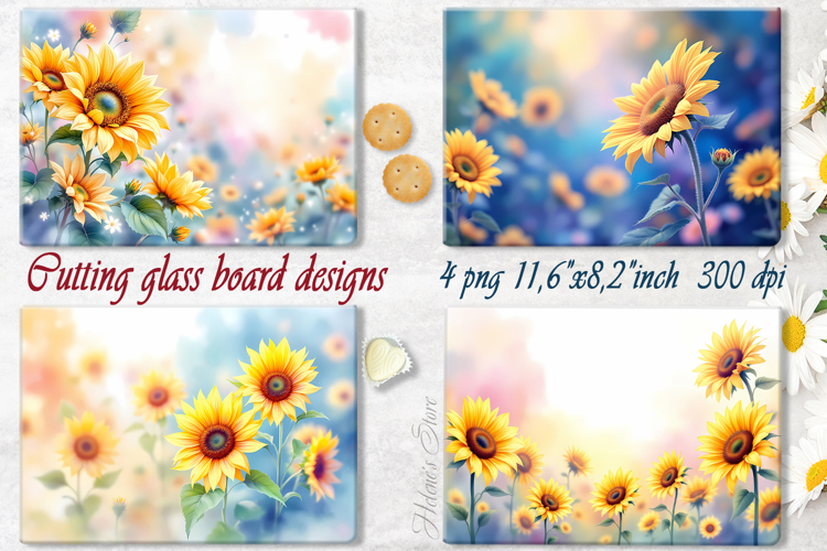 Sunflowers field designs | Floral cutting board sublimation