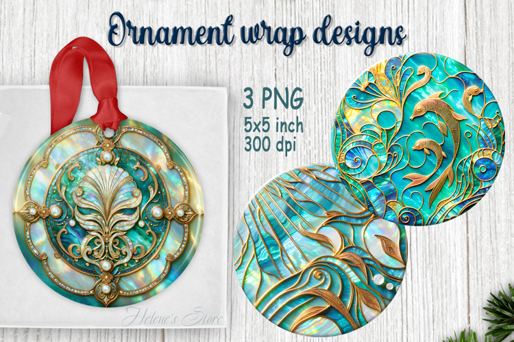 Fantasy ocean round ornament sublimation designs PNG