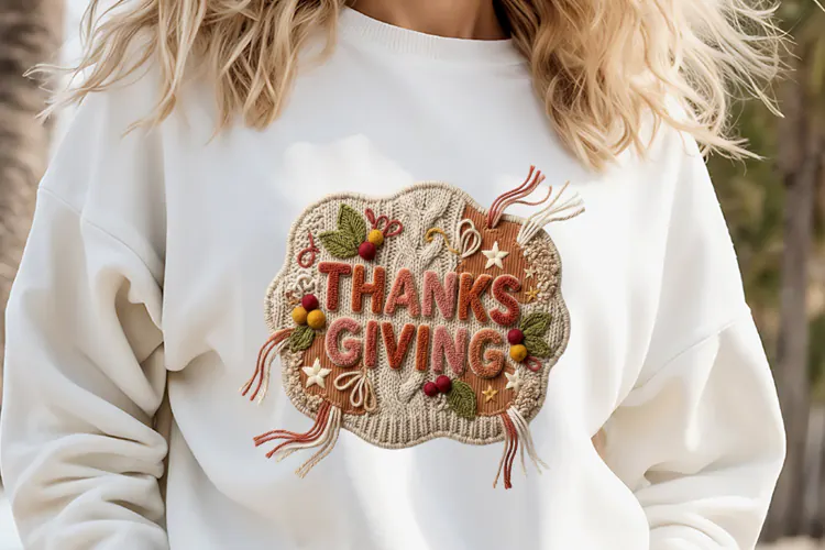 Thanksgiving Chenille Embroidered Patch Puffy design PNG