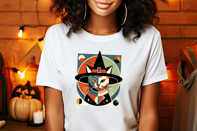 Cute Halloween black cat clipart |Abstract shirt designs png
